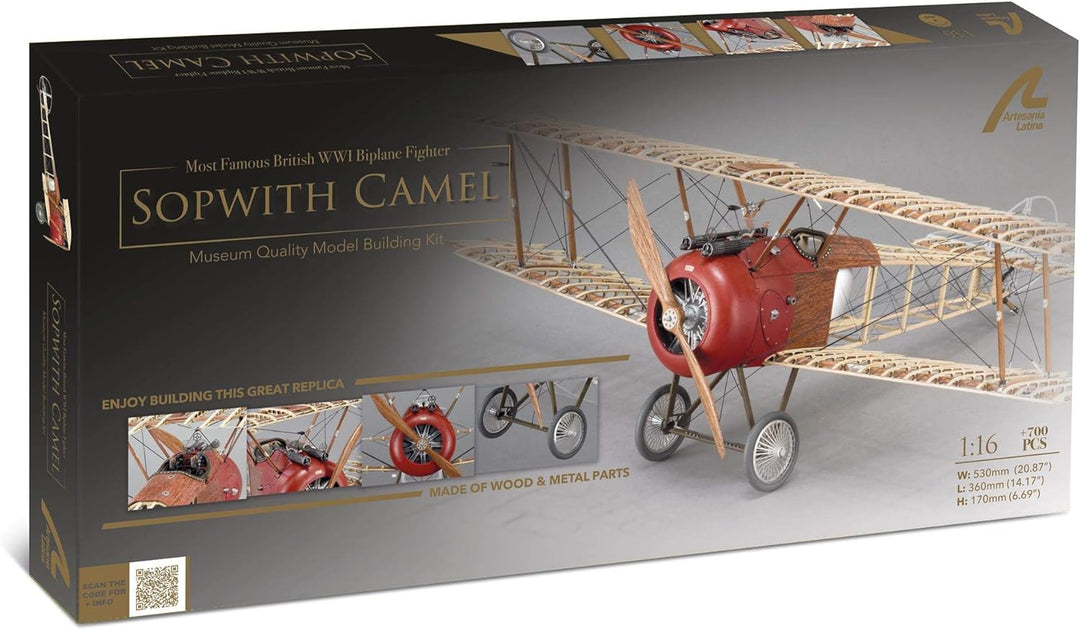 Artesanía Latina - Flugzeugmodell aus Holz und Metall Britische Sopwith Camel - Modell 20351, Massst