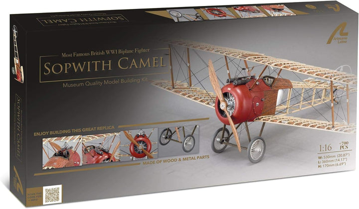 Artesanía Latina - Flugzeugmodell aus Holz und Metall Britische Sopwith Camel - Modell 20351, Massst