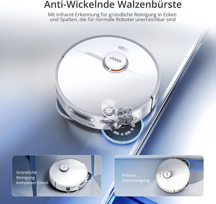 JONR T5 PRO GEN2 Saugroboter mit Wischfunktion, 15000Pa Saugkraft - Weiss | 75℃ Heisslufttrocknung,