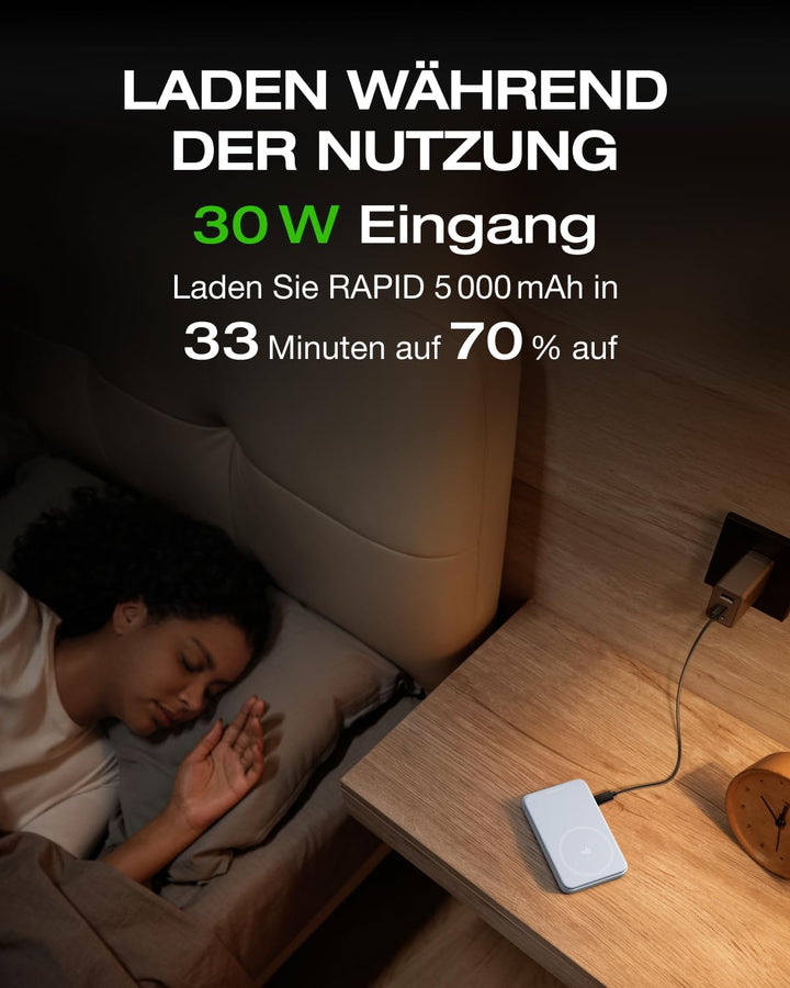 EF ECOFLOW Qi2 Magsafe Powerbank 5000mAh 30W mit USB-C-Kabel, Magnetische Power Bank Wireless Kabell