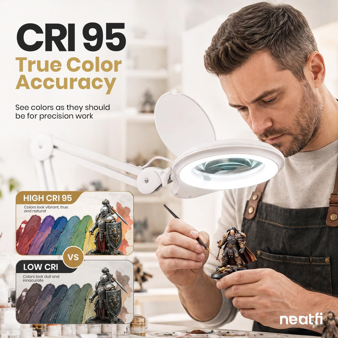 Neatfi Pro Series – Bifokale LED-Lupenlampe | 1200 Lumen | 8D/20D Vergrösserung | CRI 95 | 13 cm Gla