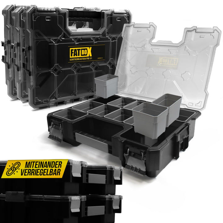 Fatbox XXL Organizer Sortierkasten Sortimentskasten Kleinteilemagazin Aufbewahrungsbox Koffer (Schwa