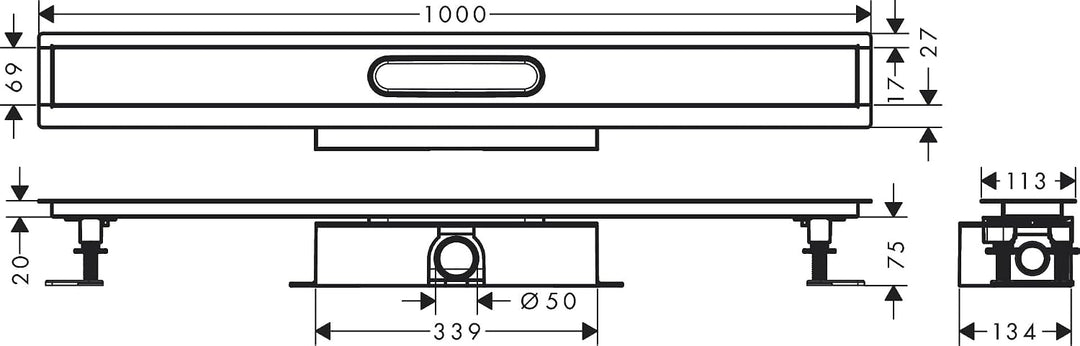 hansgrohe uBox universal Komplettset (Installationsset + Grundkörper) 1000mm für Standardinstallatio