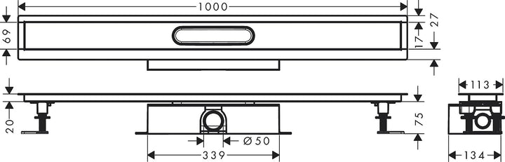hansgrohe uBox universal Komplettset (Installationsset + Grundkörper) 1000mm für Standardinstallatio