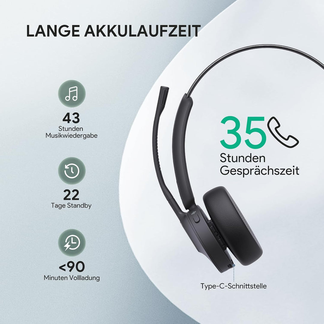 Yealink BH70 Bluetooth Headset mit Mikrofon für Homeoffice, Microsoft Teams Zertifiziertes Bluetooth