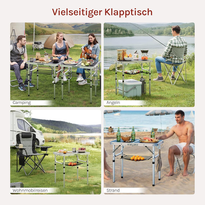 WOLTU Klapptisch Höhenverstellbar 25/36/50/60 cm, 60x40cm Tischplatte, mit Aufbewahrungsnetz und Hak