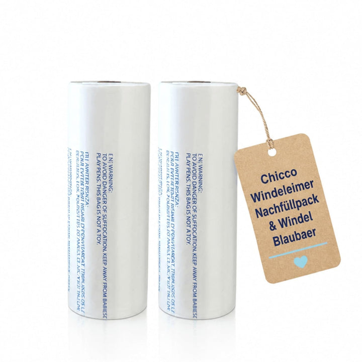 Chicco Windeleimer Nachfüllpack & Windel Blaubaer | geruchsdichte & auslaufsichere Beutel | Für saub
