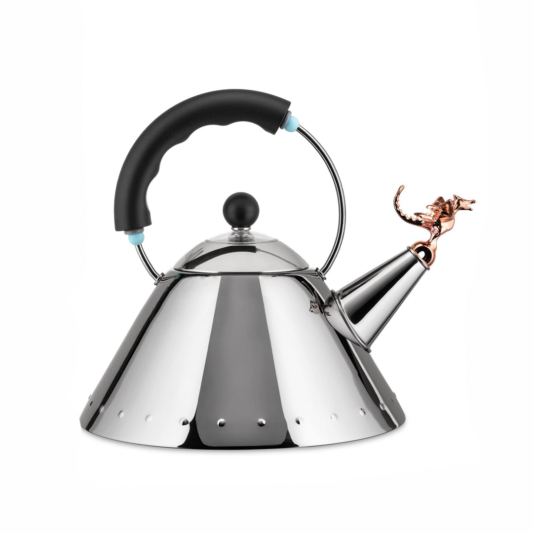 Alessi 9093 REX B Wasserkessel, Edelstahl, schwarz, 9 x 25 x 26,5 cm, Einheiten, 1.0, Schwarz