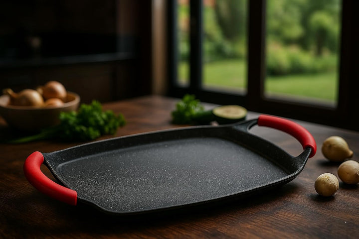 MGE - Grillpfanne mit Glattem Boden - Antihaftbeschichtung - Induktion - 36 x 23 cm, 36 x 23 cm