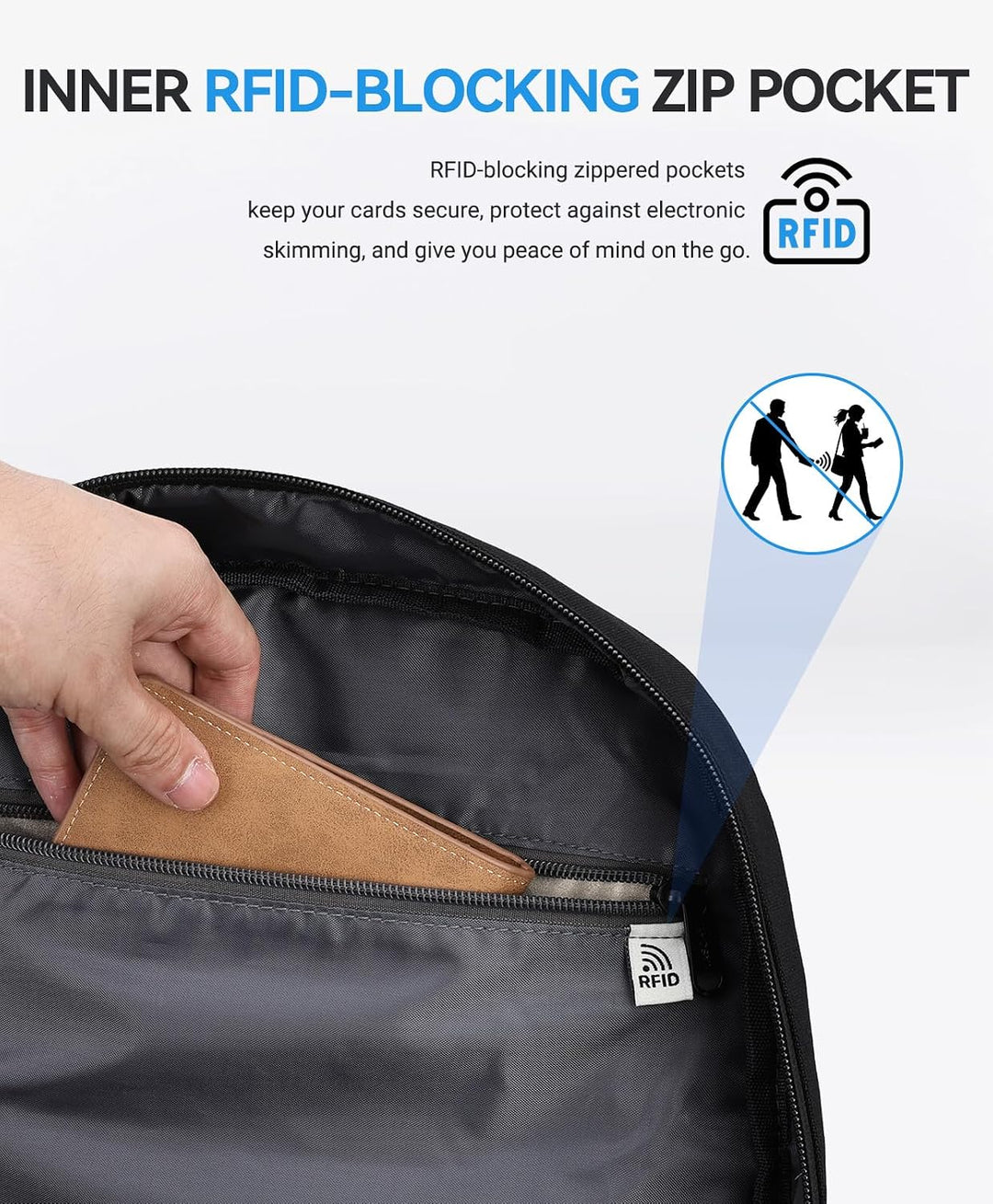 Rucksack Herren Dame, VASCHY Schulrucksack Teenager Kinder 21L Handgepäck, Schwarz-version 2.0