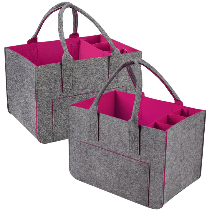 WEIWUXIAN 2 Stück 30L Gross Filztasche Einkaufstasche mit Fächern, Faltbar Filztaschen Shopper mit S