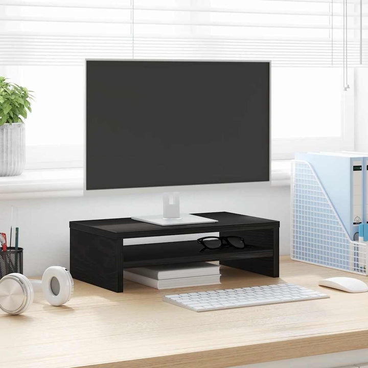 Monitorständer Schwarze Eiche 42x24x13 cm Holzwerkstoff höhenverstellbar ergonomisch für Büro Gaming
