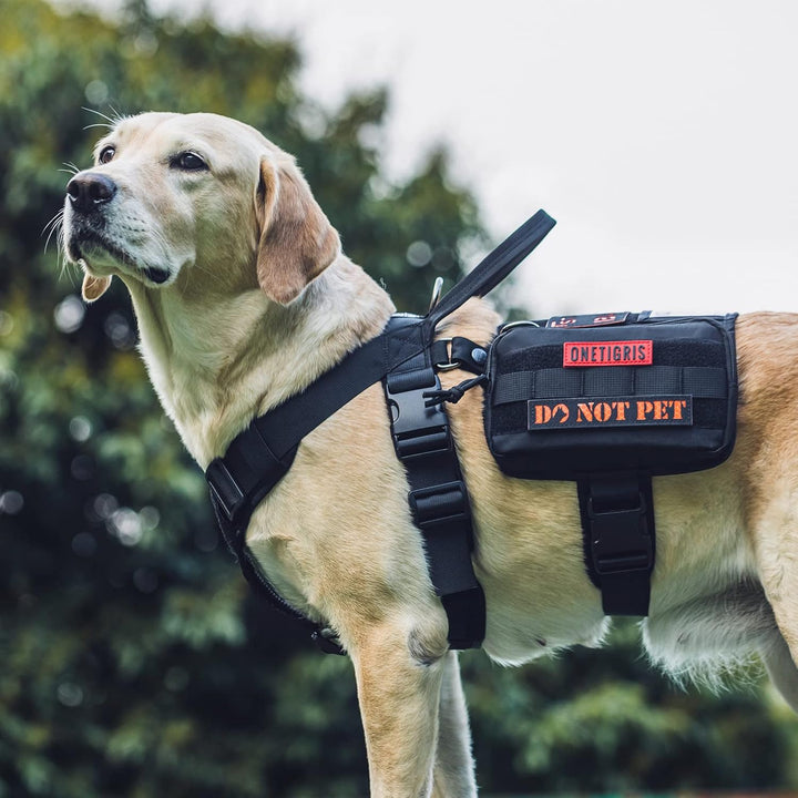 OneTigris Service Hundegeschirr, Guardian Geschirr mit 3 Edelstahl D-Ringen und Grosser Kapazität Ta
