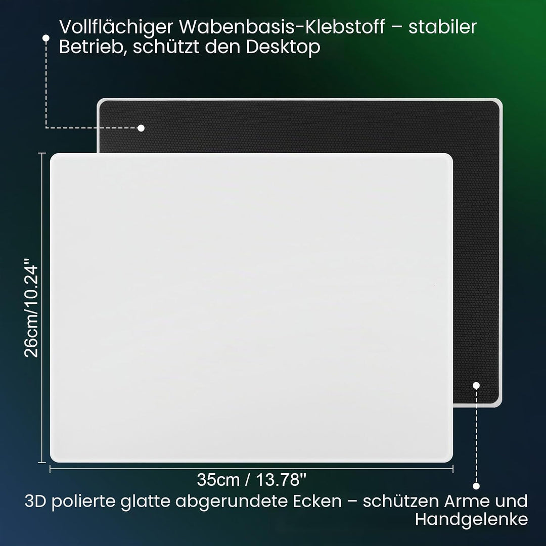 DAWNTREES Glas-Gaming-Mauspad, genaue und schnelle Mausverfolgung, gehärtetes Glas, rutschfeste Gumm