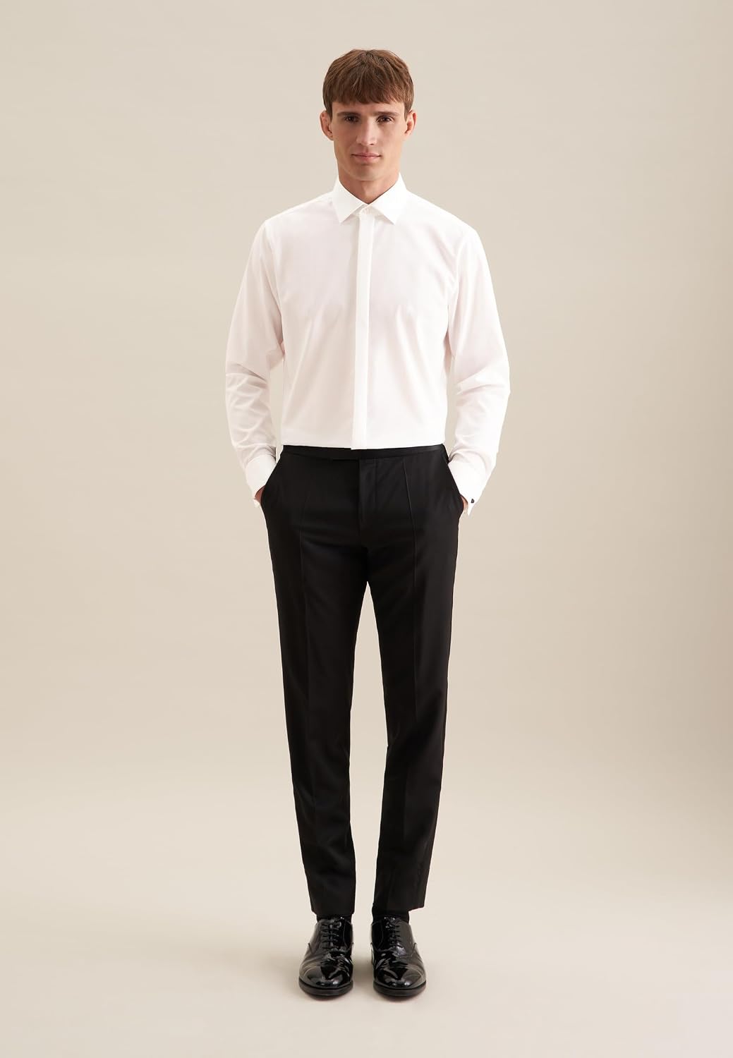 Seidensticker Herren Men Shaped Gala Businesshemd 37 Ecru(245270), 37 Ecru(245270)