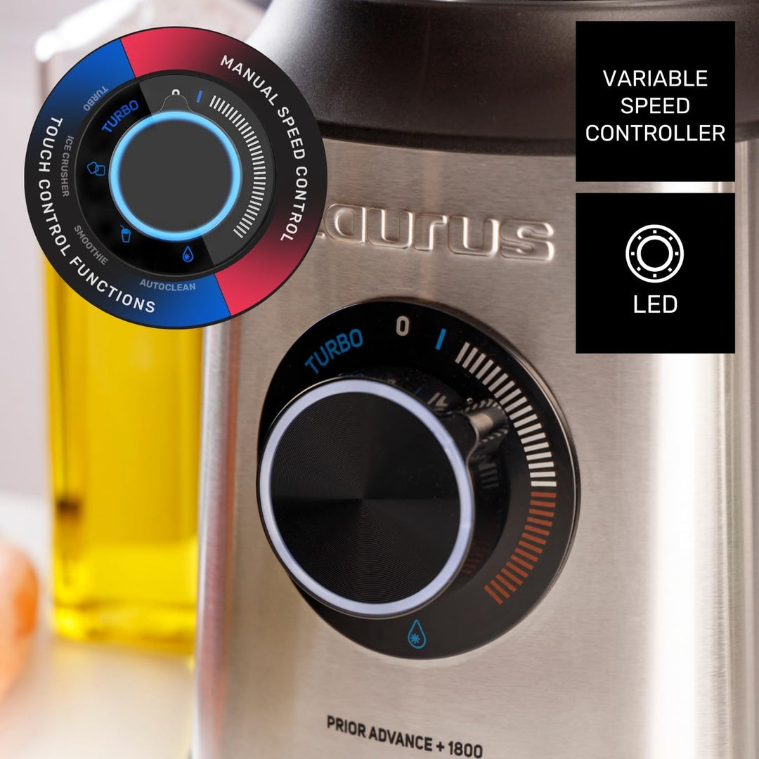 Taurus - Leistungsstarker Standmixer Prior 1800W | 20 Geschwindigkeiten | 4 Programme | Eiscrusher |
