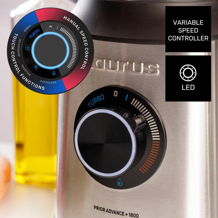 Taurus - Leistungsstarker Standmixer Prior 1800W | 20 Geschwindigkeiten | 4 Programme | Eiscrusher |