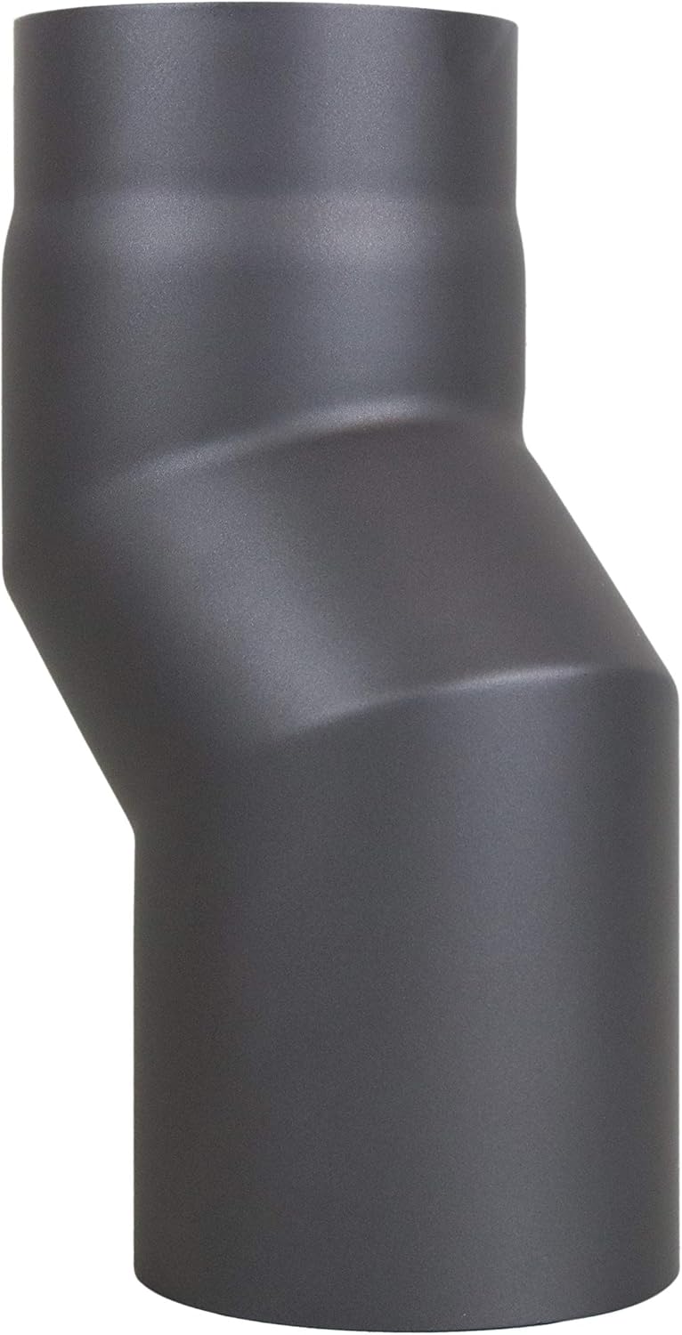 LANZZAS Ofenrohr Versatzbogen 60 mm, im Durchmesser, DN Ø 150 mm, Farbe: gussgrau - weitere Rohre au