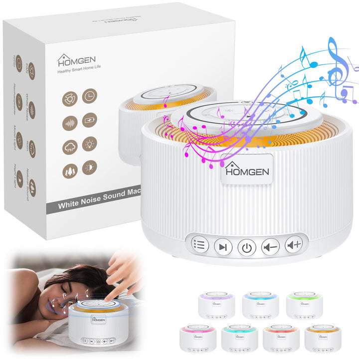 HOMGEN White Noise Machine Weisses Rauschen Maschine Einschlafhilfe Baby Erwachsene 30 Klänge & 30 S