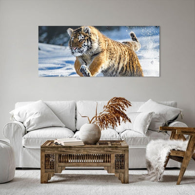 Wandbilder Dekoration Wohnzimmer tiger tier Panorama Bilder auf Leinwand 120x50cm Leinwandbild mit R