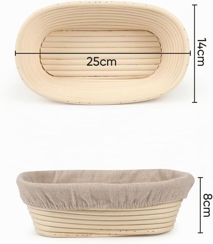 Gärkorb Brot Set,Gärkörbchen,25cm Oval Gärkorb Zum Brotbacken-Set für Professionelle und Häusliche B