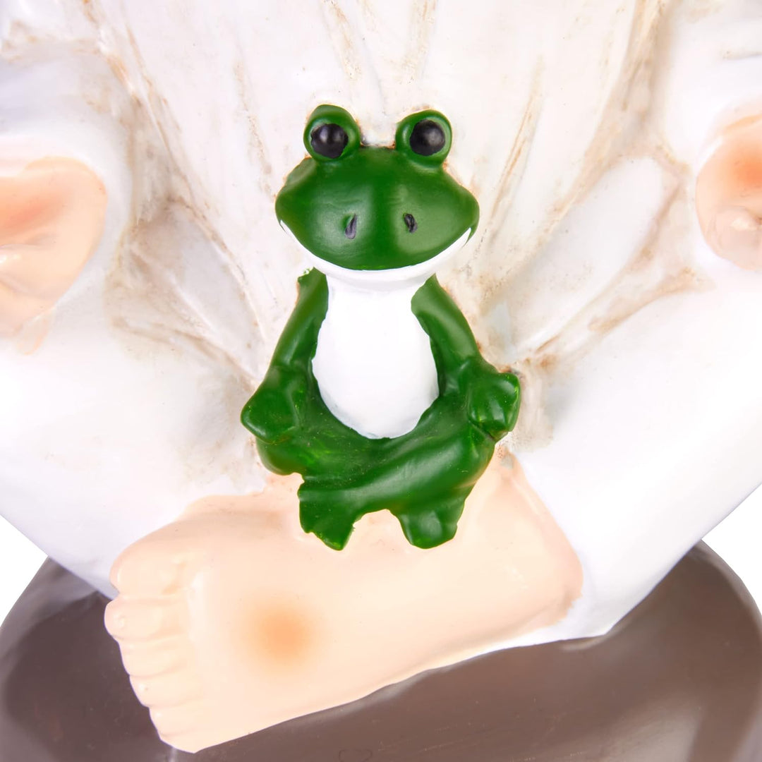 BRUBAKER Gartenzwerge Set Yoga Baum und Schneidersitz - Zwerge mit Frosch - Zen Gartenfigur Sport Fi