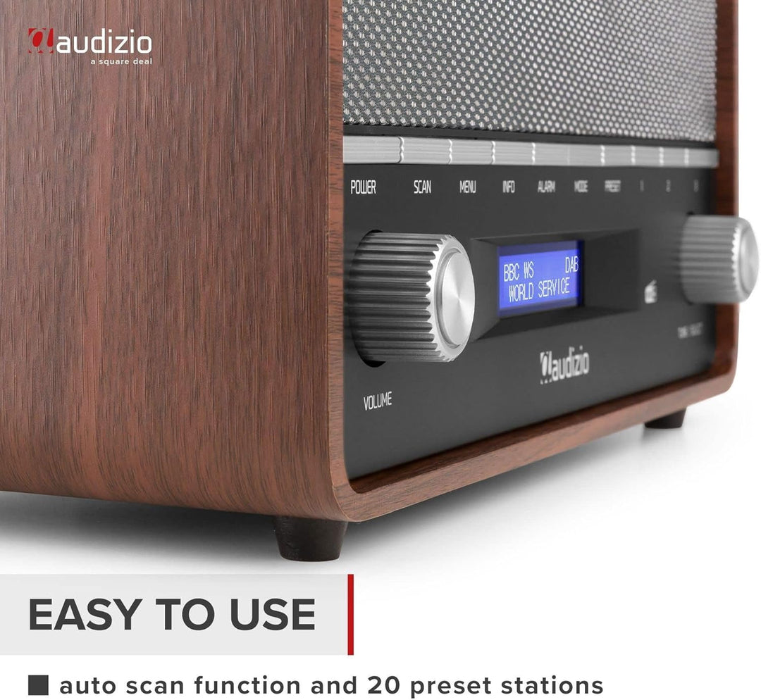 Audizio Corno - Retro Radio, DAB Plus Radio Bluetooth, Alarmfunktion, Radiowecker, Retro UKW-Radio,