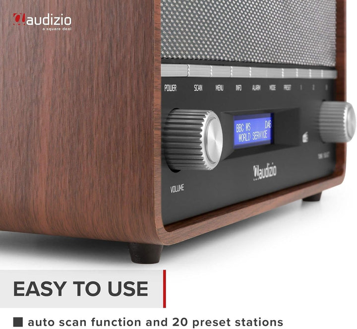 Audizio Corno - Retro Radio, DAB Plus Radio Bluetooth, Alarmfunktion, Radiowecker, Retro UKW-Radio,