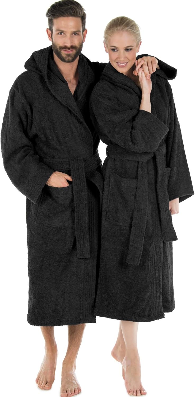 CelinaTex S-XXXL Bademantel Kapuze oder Schalkragen Uni lang aufgesetzte Taschen Damen Herren Unisex