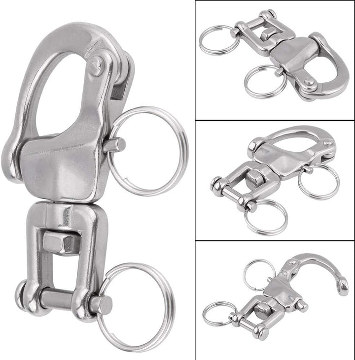 Keenso Boot Schnappschäkel, 2 Stk 316 Edelstahl Panikhaken Schnelllösbarer Schnappschäkel Drehbarer