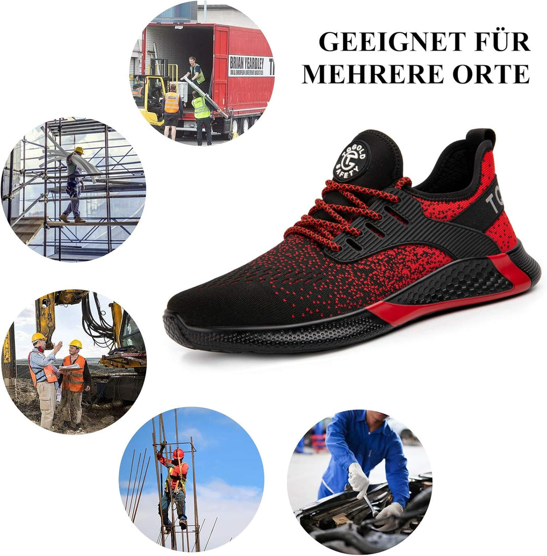 Sicherheitsschuhe Herren Damen Leicht Arbeitsschuhe Stahlkappe Sportlich Schutzschuhe Atmungsaktiv r