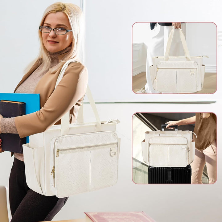 Tragetasche für Lehrer mit Akkordeon-Aktenfach, grosse Arbeitstasche für Lehrerinnen für Frauen, Bei