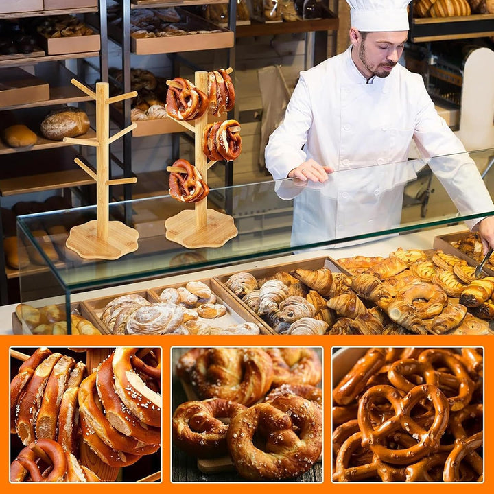 Générique Brezelständer, Wurstständer aus Holz, Thekenständer in Baumform für Wurst und Donuts