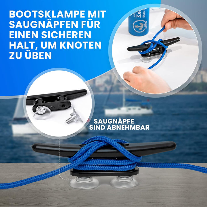Knoten-Übungsset für den Sportbootführerschein See Binnen SBF mit Video-Anleitung - inkl. 2 x Seilen