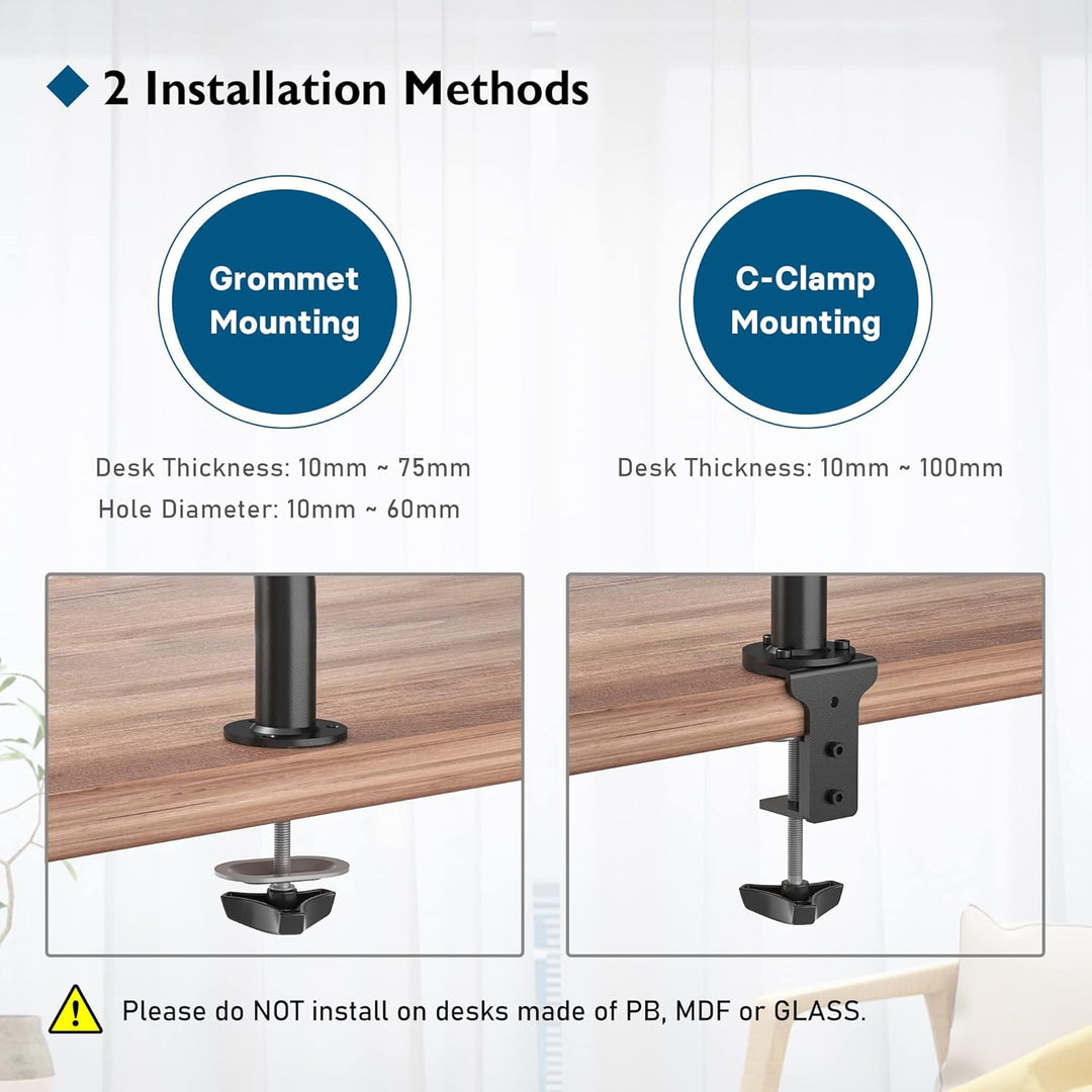 BONTEC PC-Monitorhalterung für 2 Monitore von 13 – 32 Zoll, PC-Monitorarm höhenverstellbar, drehbar
