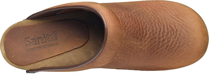Sanita Christian offener Clog | Original handgemacht | Leder-Holzclogs für Männer 40 EU Braun, 40 EU