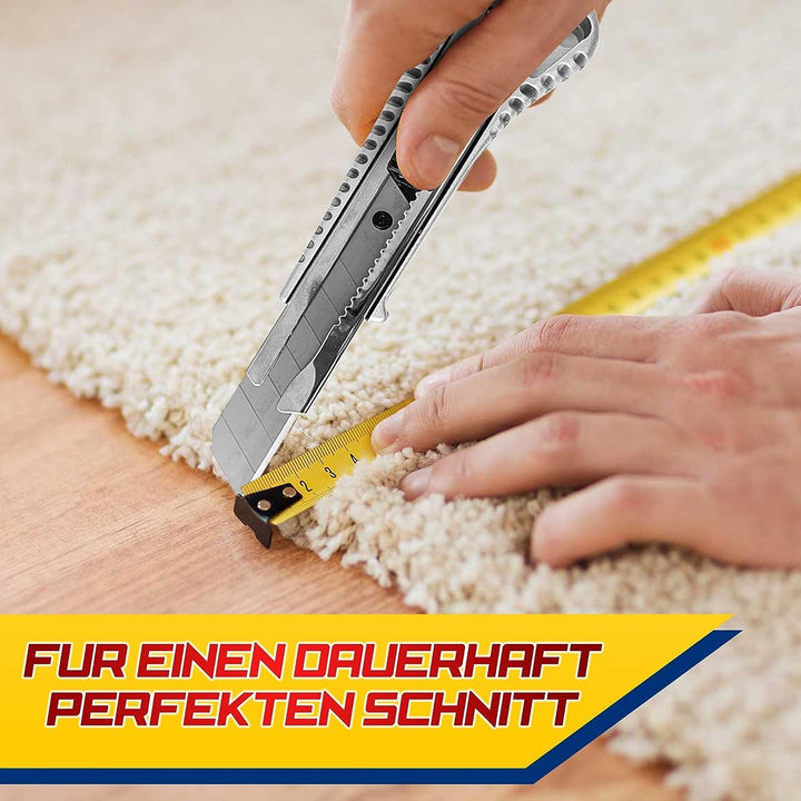 HAYATEC 10x Cuttermesser Profi Aluminium Cuttermesser 18mm mit Extra 100 SK5 Abbrechklingen Mehrzwec