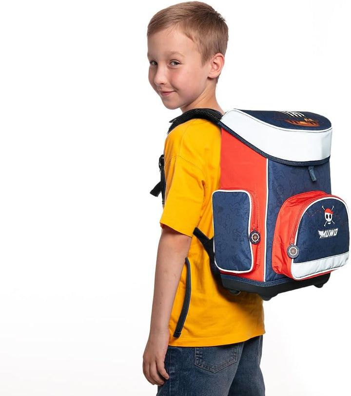 MUWO Kinder Schulranzen Set 5tlg. ergonomischer Leichter Schulrucksack mit Sporttasche, Turnbeutel,