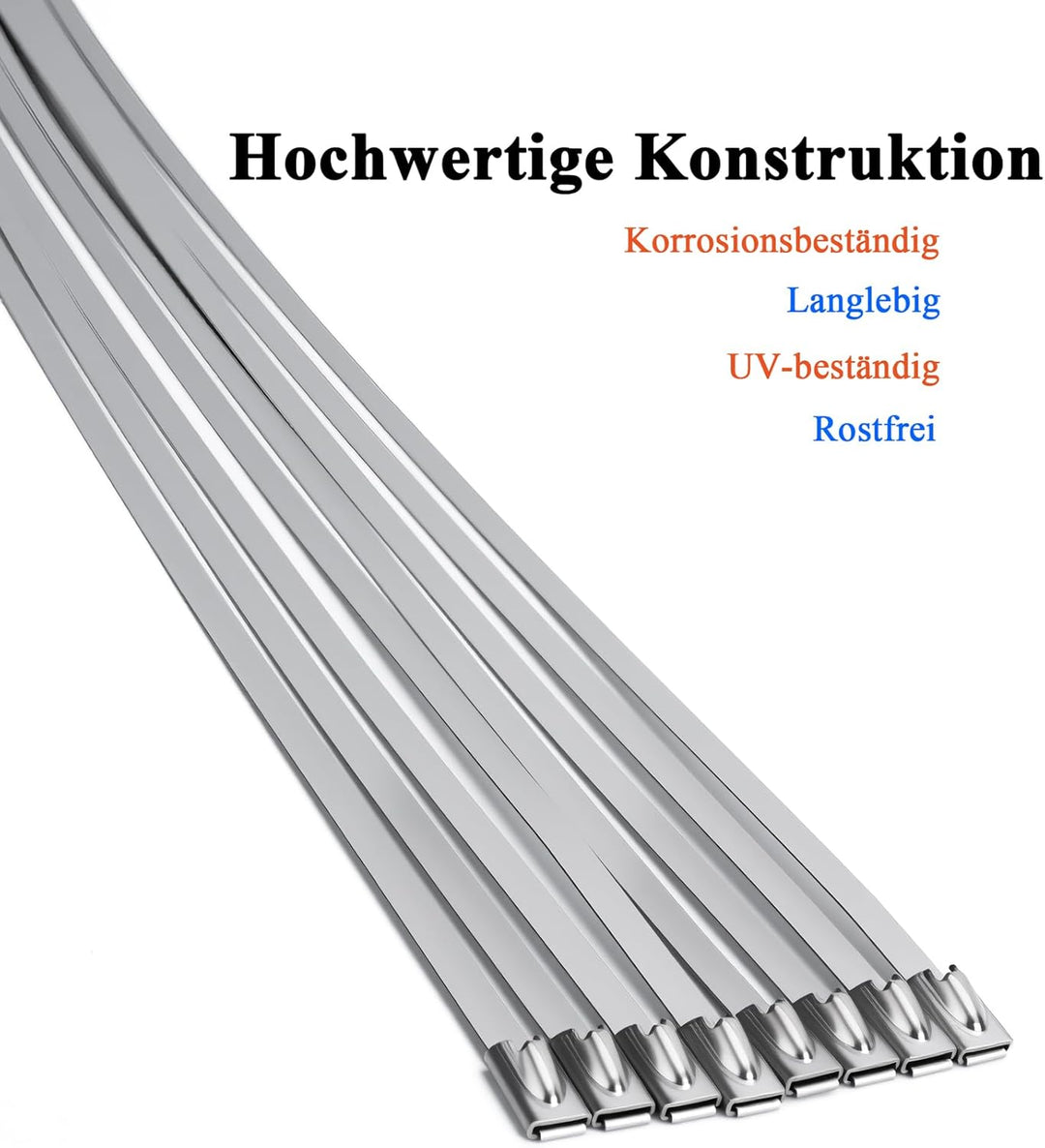 Edelstahl Kabelbinder 100 Stück, 700mm*4,6mm (V2A), Metall Kabelbinder Stark, Hitzeschutzband Befest