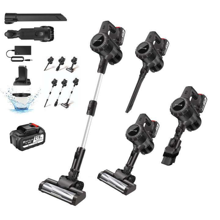 Akku Staubsauger,35000PA/450W/40min Staubsauger Kabellos,6 in 1 Vacuum Cleaner Handstaubsauger,mit H