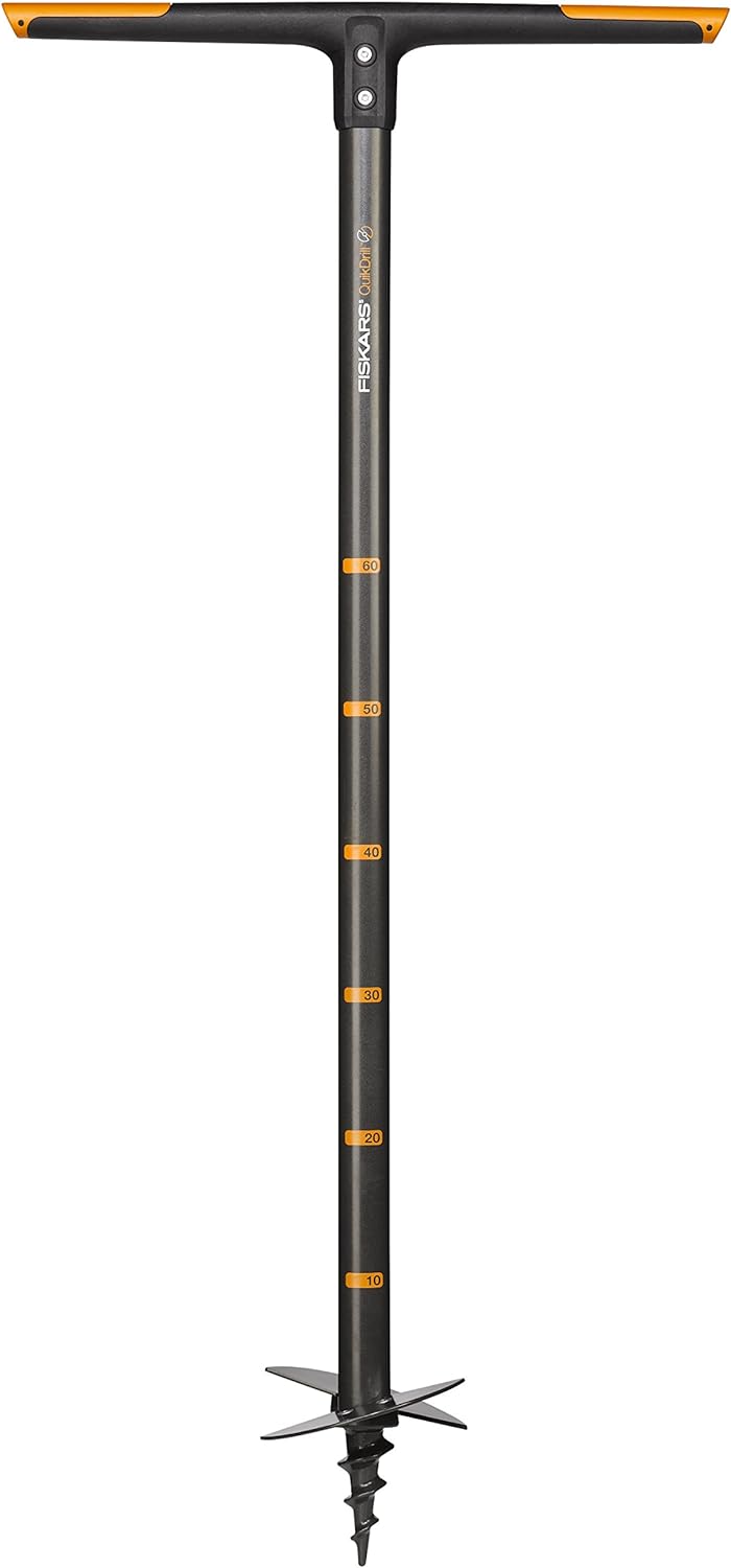 Fiskars Handerdbohrer, Für Löcher bis Ø 150 mm, Schwarz/Orange, QuikDrill, M, 1000638 Handerdbohrer