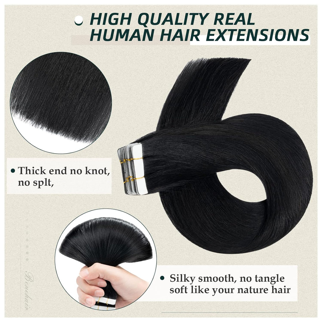 Benehair Tape in Extensions Echthaar, 45 CM Tape in Haarverlängerungen, Invisible Tape in Hair Exten