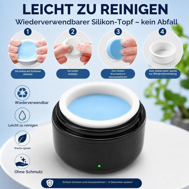 Nasenwachs-Set, schwarz, tragbarer Wachswärmer zur Haarentfernung mit 100 g Wachs, 10 Applikatoren,