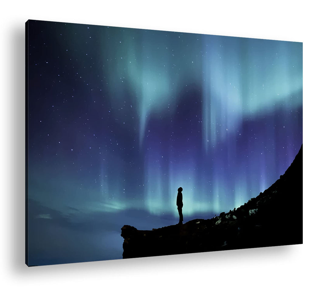 deyoli sagenhafte Polarlichter Format: 60x40 cm als Leinwandbild, Motiv fertig gerahmt auf Echtholzr