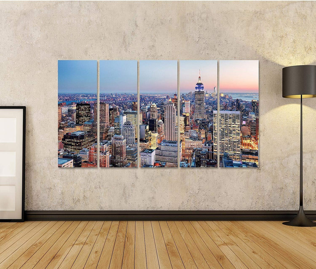 islandburner Bild auf Leinwand New York Stadt Usa Bilder Wandbilder Poster Leinwand 160x80cm - 5 Tei