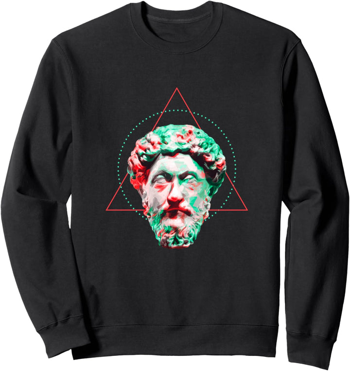Mark Aurel - Buntes geometrisches Stoiker Porträt Sweatshirt
