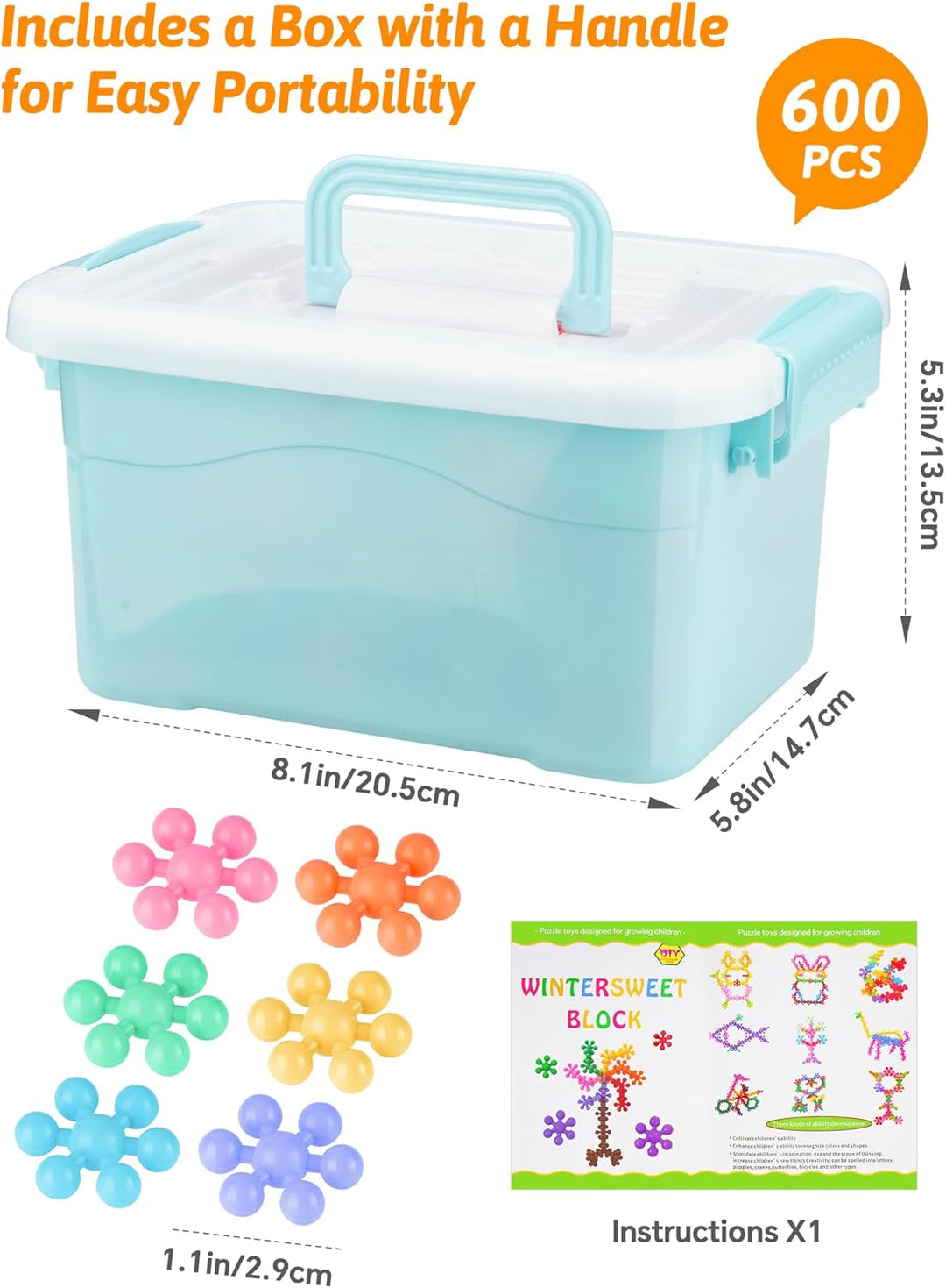 600PCS Interlocking Snowflake Building Block Toy (Macaron Colors) 600PCS Macaron-farben, 600PCS Maca