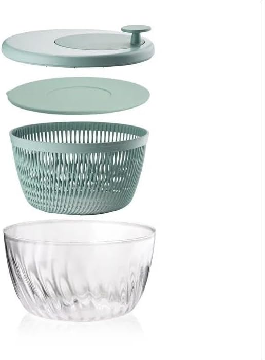 Guzzini - Kitchen Active Design, SPIN&STORE Salatschlüder mit Deckel - Olivgrün, Ø26 x h19 cm | 400