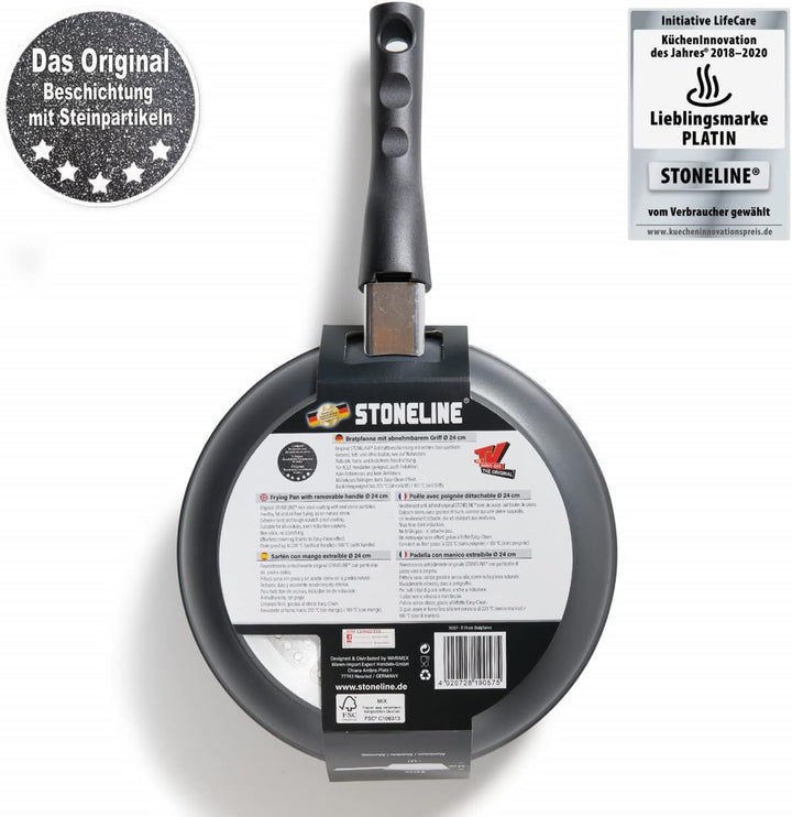 STONELINE Flex Made in Germany Bratpfanne 24cm, mit abnehmbarem Griff, antihaft beschichtete Pfanne