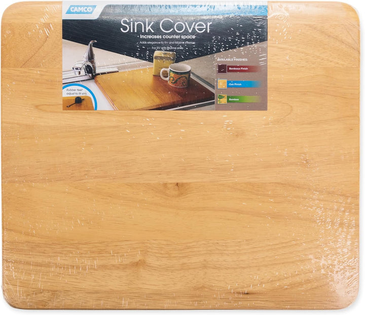 Camco Boat/RV Sink Cover | Features a Solid Oak Hardwood Top with a Non-Toxic Gloss Finish for Extra